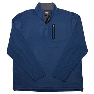 L.L.Bean Men's Fleece Layering Button Mock Pullover Sweater Shirt 505670 Blue XL